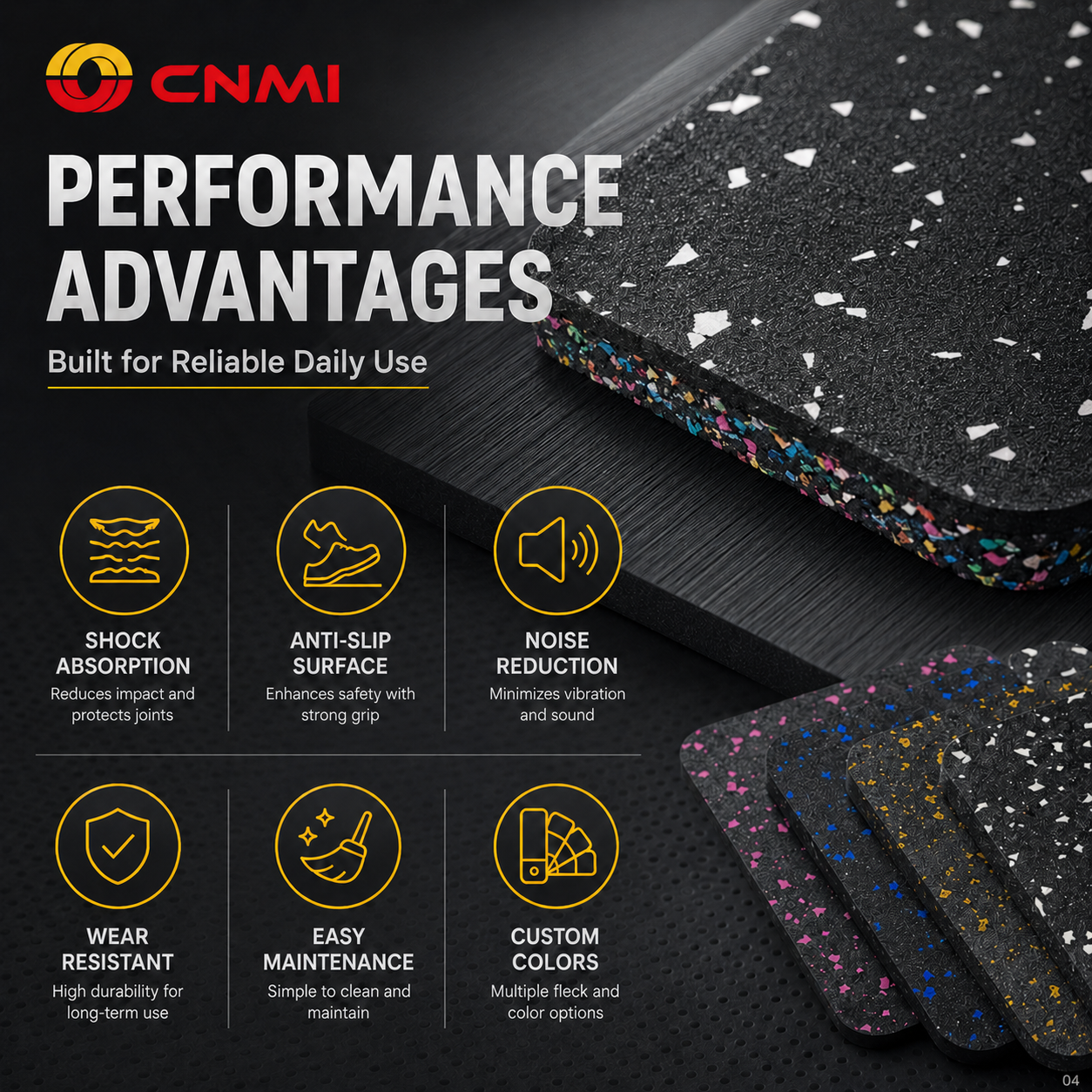 25mm Shock-absorbing Gym Rubber Mats Anti Slip Flooring | CNMI