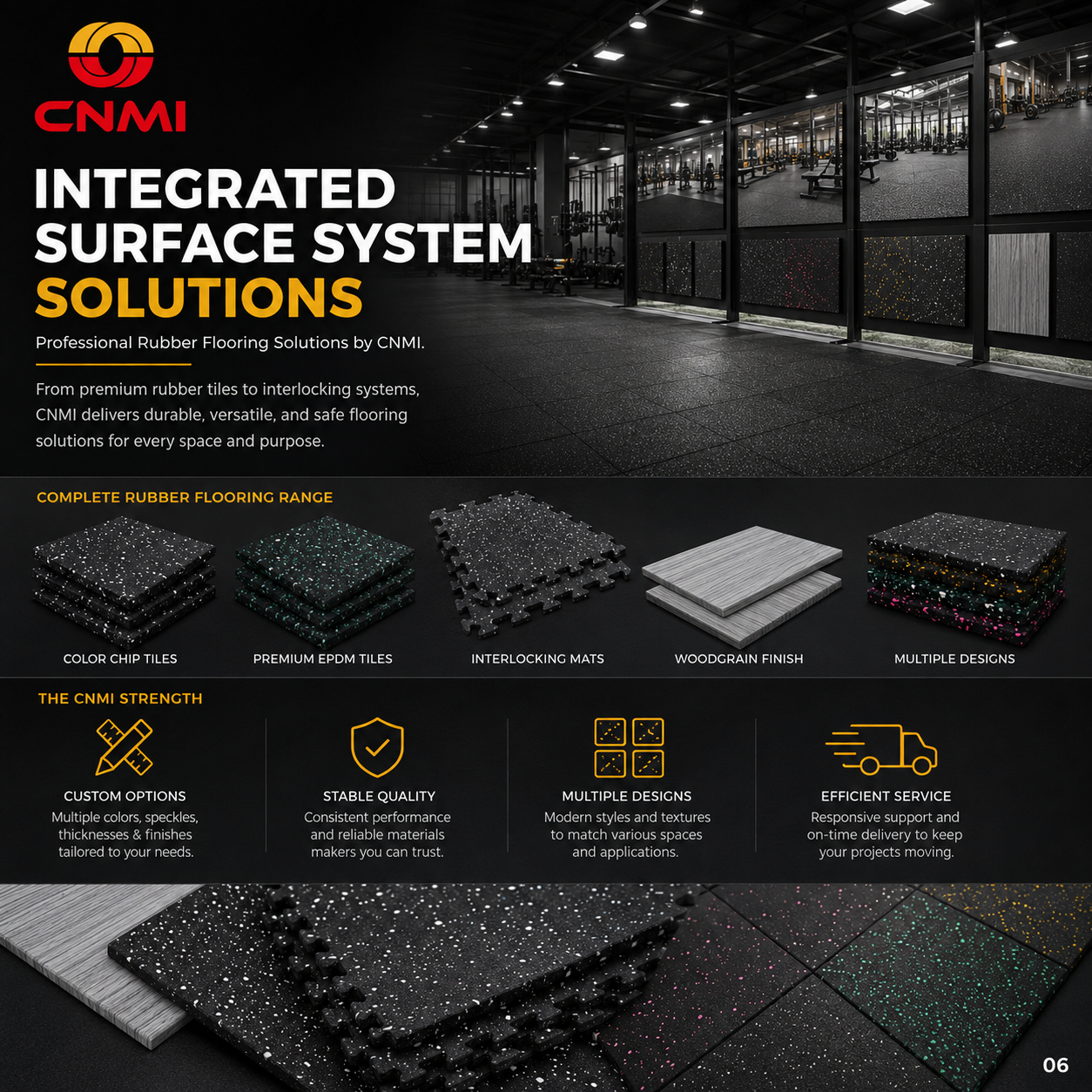 500*500*20mm Shock-absorbing Gym Rubber Mats Anti Slip Flooring | CNMI
