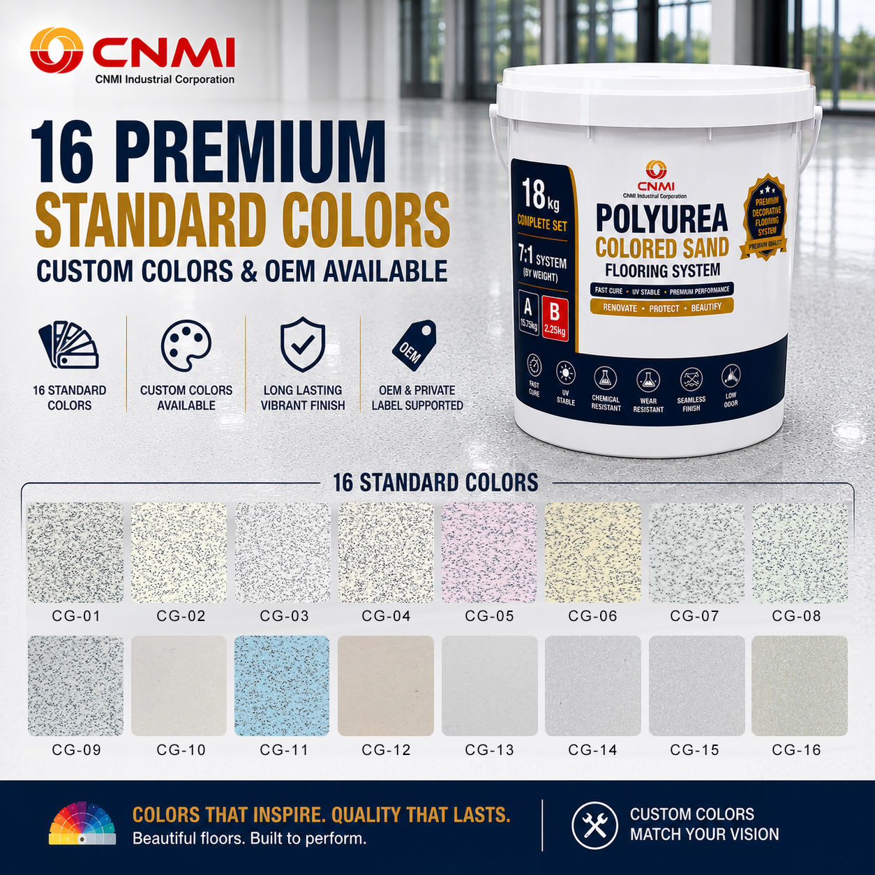 7:1 Polyurea Colored Sand Flooring Kit Fast Cure UV Resistant|CNMI