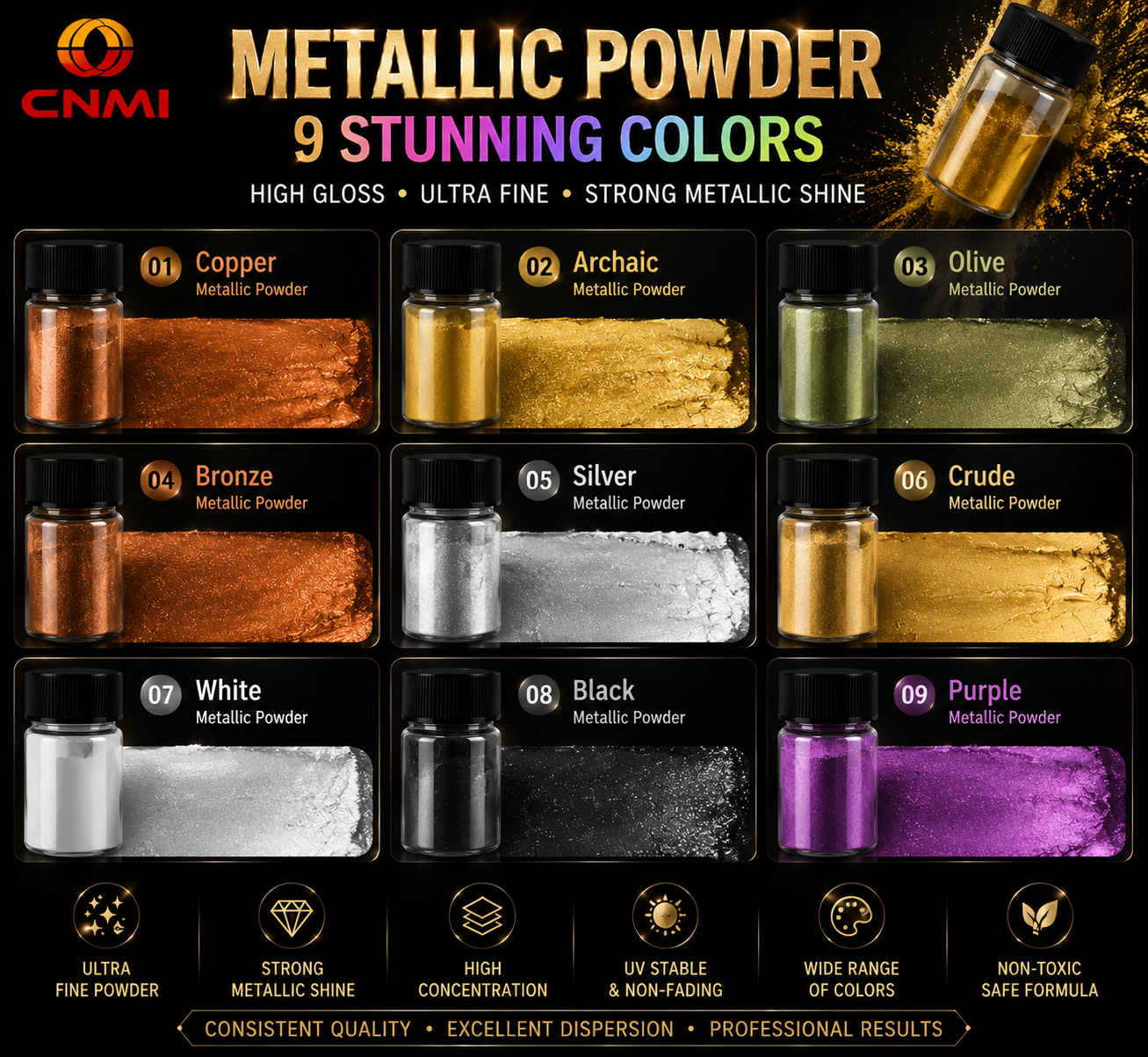 10-60μm High Gloss UV Resistant Metallic Powder Premium Pigment | CNMI&nbsp;