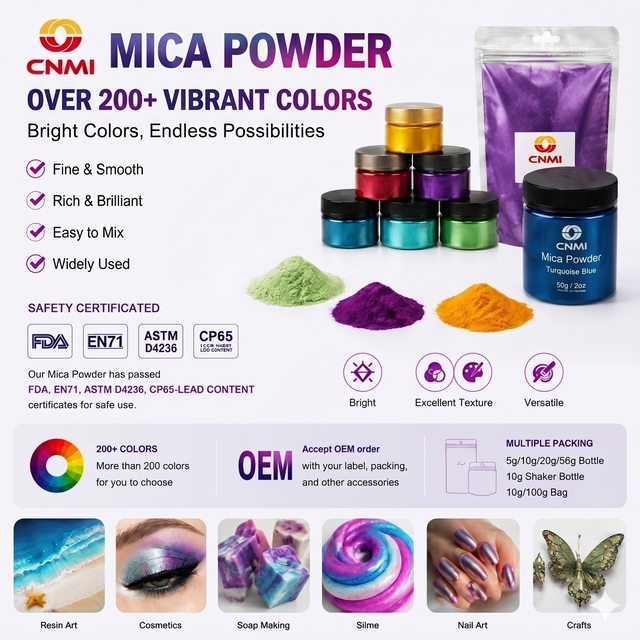 Mica Powder Bright Non-Bleeding Pigment for Resin Craft Soap Candle Cosmetics - CNMI
