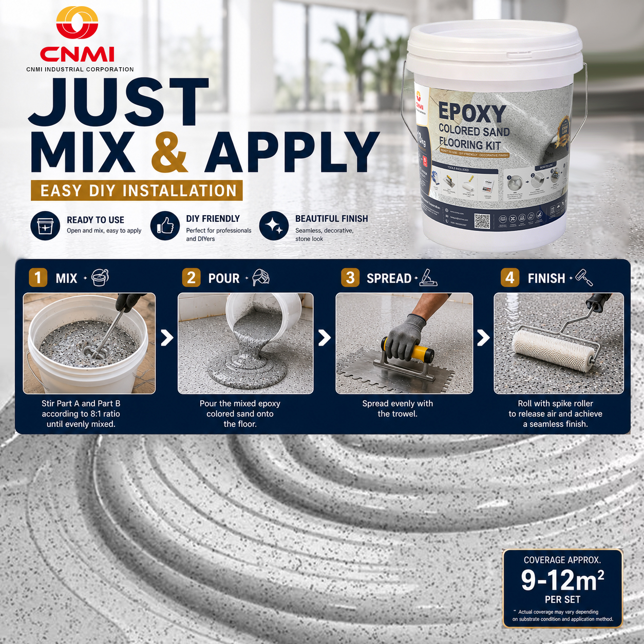 Epoxy Color Sand Floor Coating for Factory & Workshop | CNMI