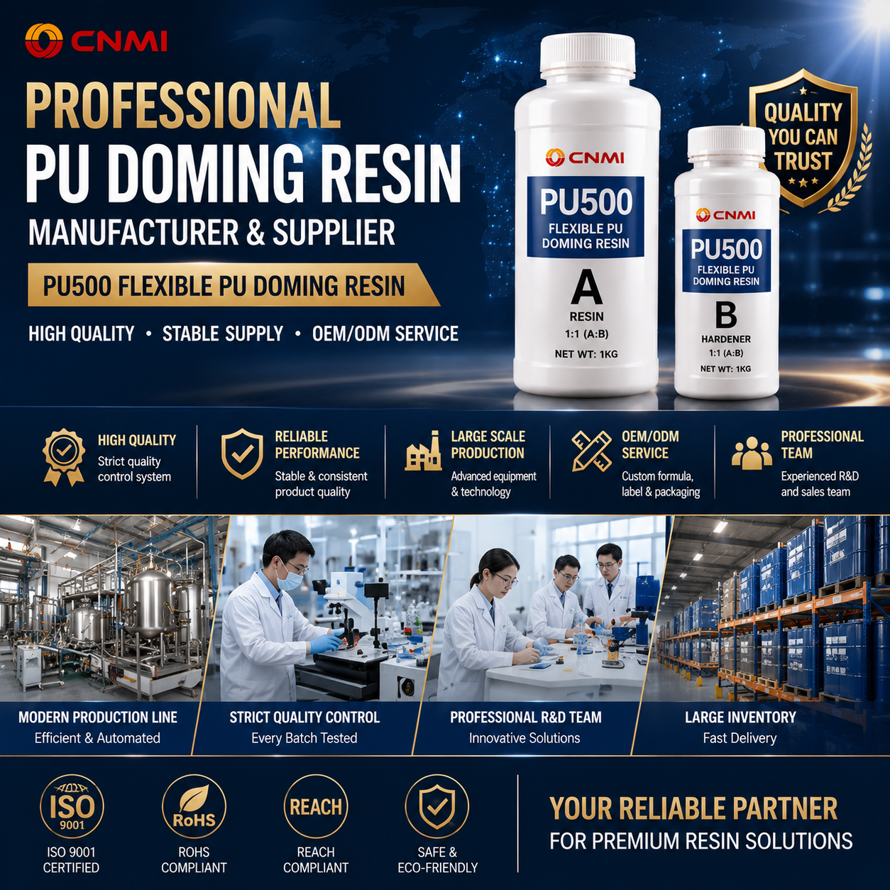 PU500 Anti-Yellowing Outdoor PU Doming Resin|CNMI