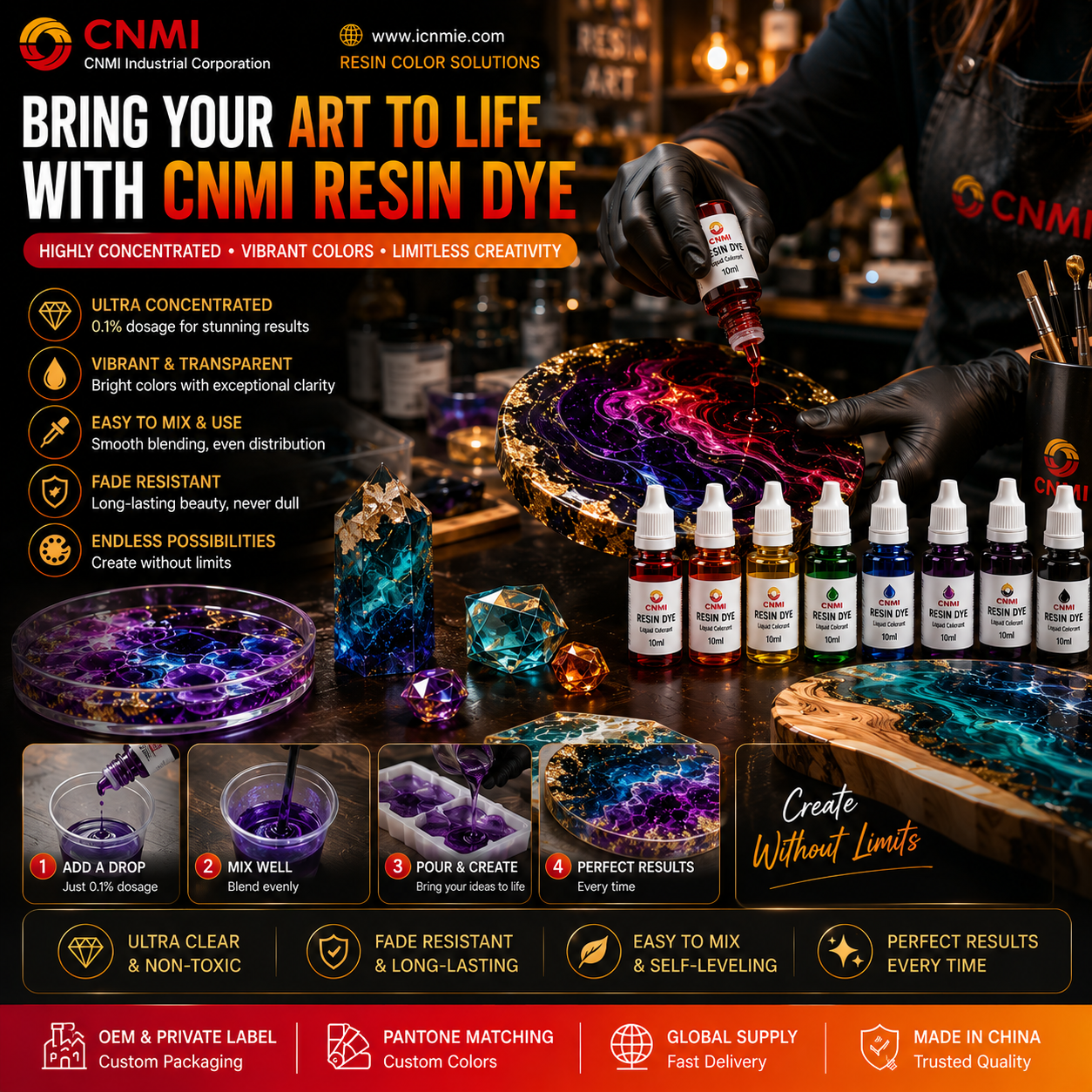 High Concentrated Liquid Pigment Resin Dye Liquid Dye Alcohol Ink for Painting Resin Art Craft | CNMI