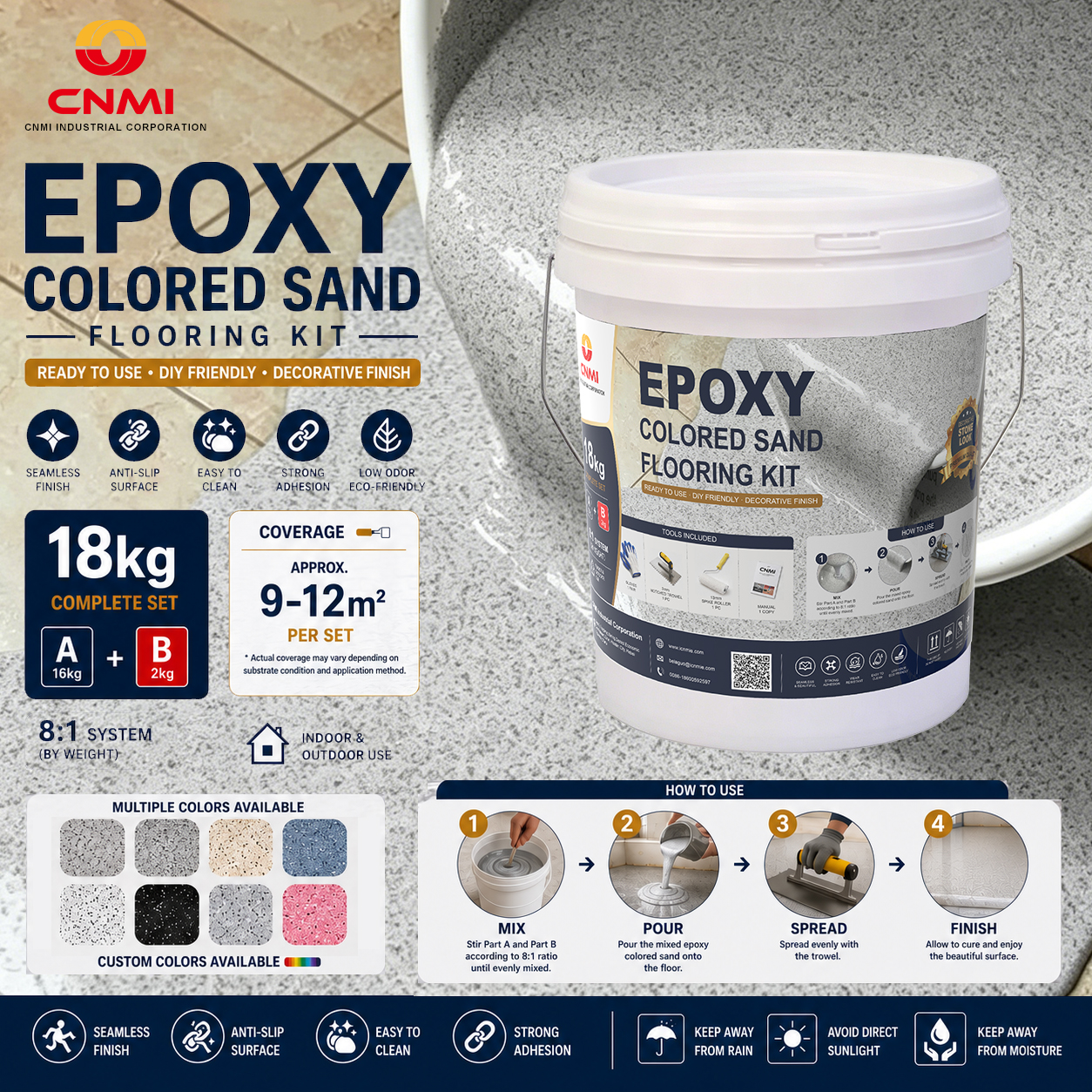Epoxy Color Sand Floor Coating for Factory & Workshop | CNMI