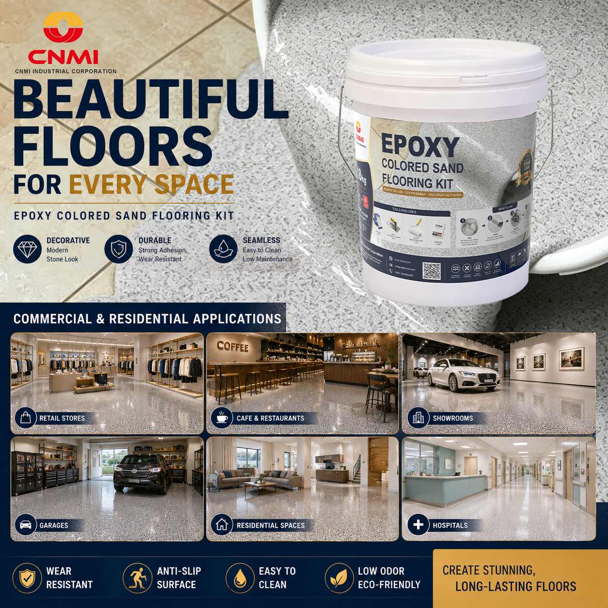 Epoxy Color Sand Floor Coating for Factory & Workshop | CNMI
