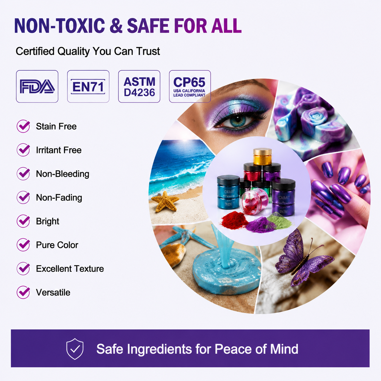 Mica Powder Bright Non-Bleeding Pigment for Resin Craft Soap Candle Cosmetics - CNMI