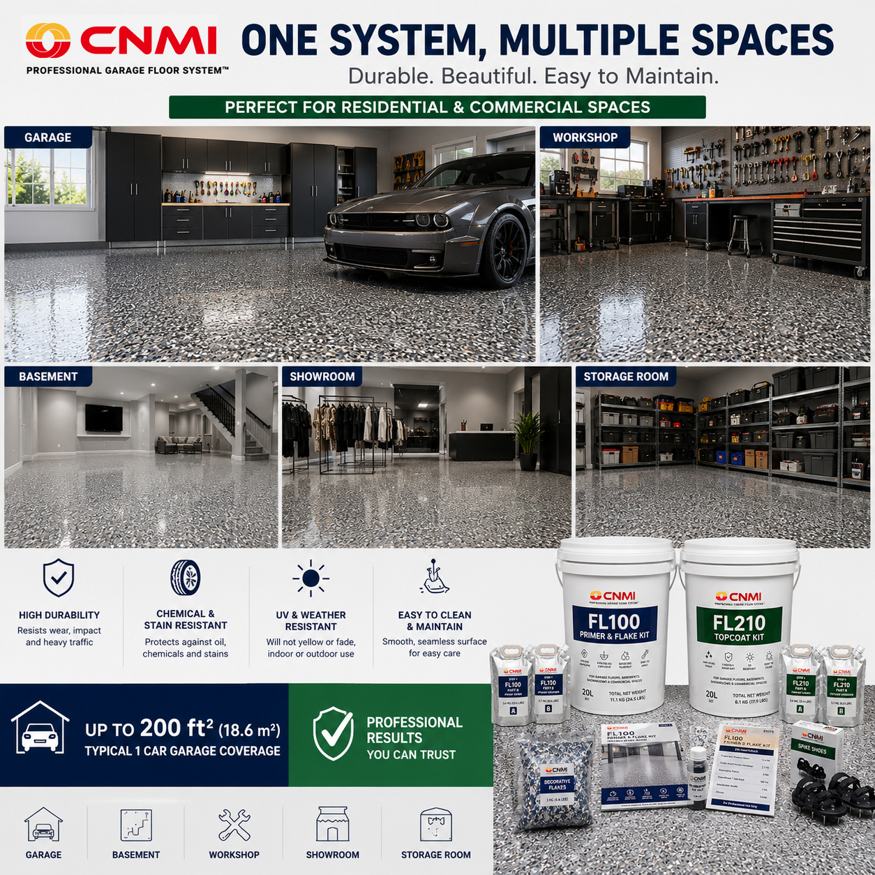 Epoxy Flakes Floor Kit for Garage & Lobby | CNMI